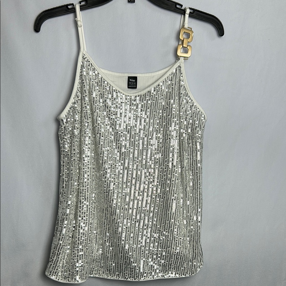 Silver Sequin Women's Top